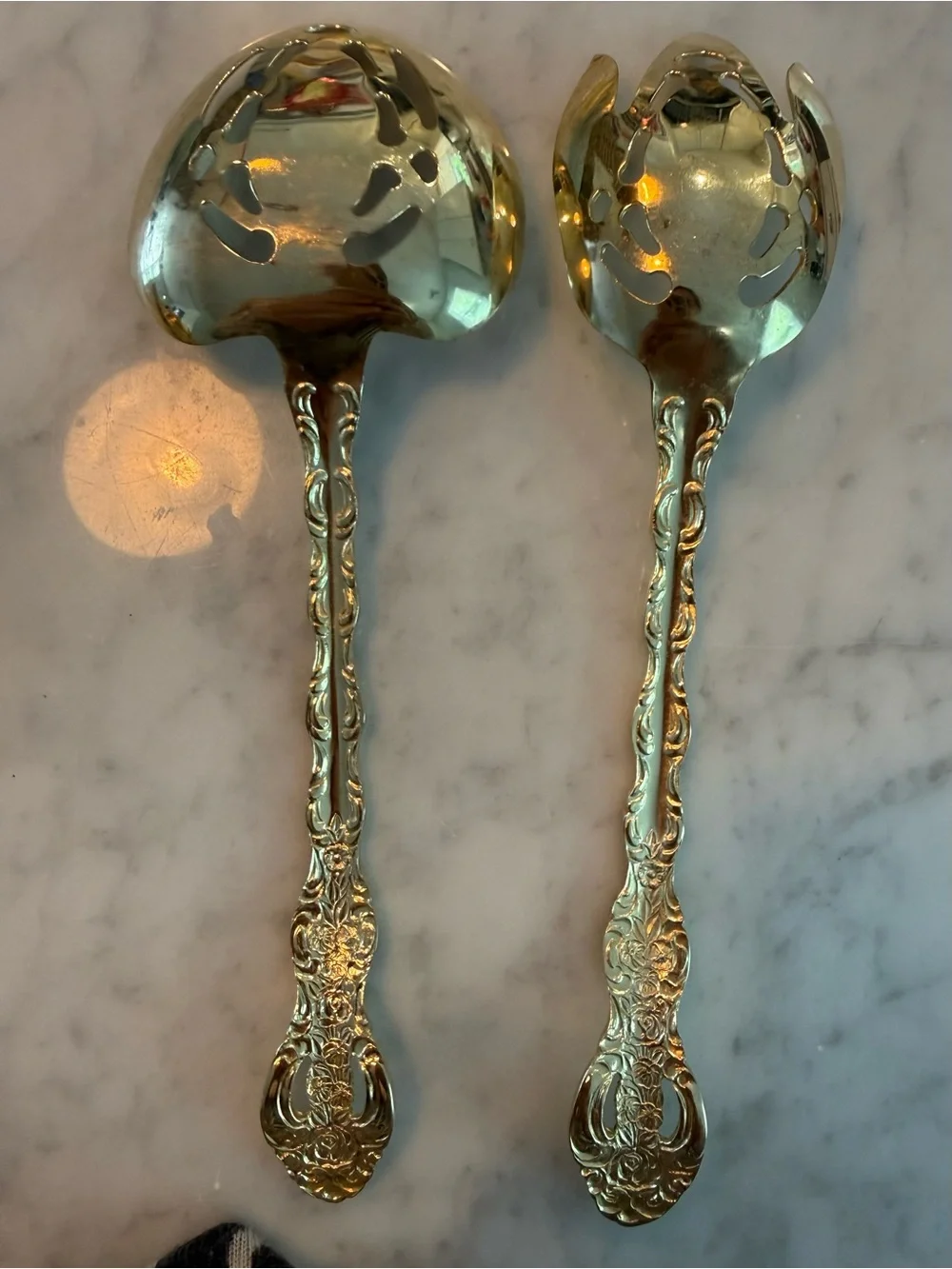 Cellini Romanesque 52 piece GOLD flatware set ROSE pattern For 8 + extra Srv Pcs